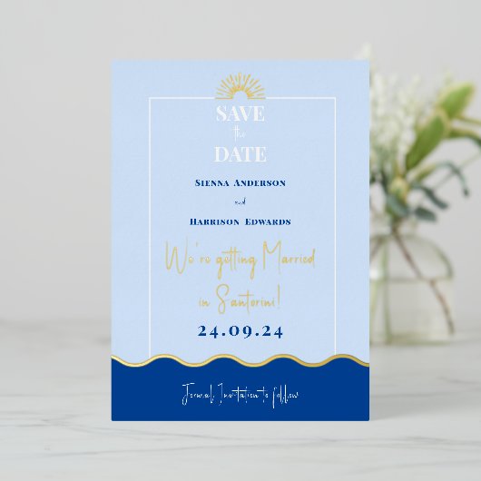 SIENNA Modern Destination Gold Foil Save the Date Folie Uitnodiging (Staand Voorkant)