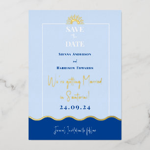 SIENNA Modern Destination Goud Folie Save the Date Uitnodiging