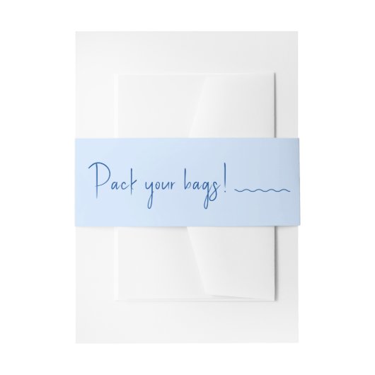 SIENNA Modern Light Blue Destination Band Uitnodigingen Wikkel (Voorkant Voorbeeld)