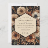 Sienna Moody Botanische Romantische Bruiloft Kaart (Voorkant)