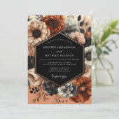 Sienna Moody Floral Romance Bruiloft Kaart (Staand voorkant)