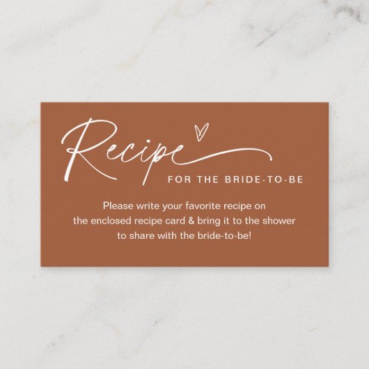 SIENNA Recipe Insert Kaart Visitekaartje (Voorkant)