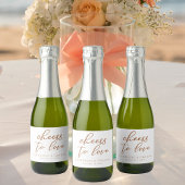 Sienna Script Bruiloft Proost op Liefde Custom Min Sparkling Wijnetiket