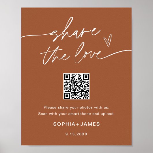 SIENNA Share the Love Trouwfoto QR-code Poster (Voorkant)