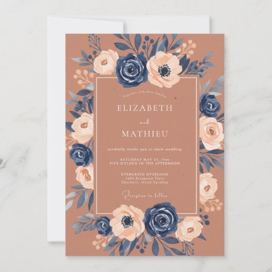 Sienna Statige Oogst Bruiloft Kaart (Voorkant)