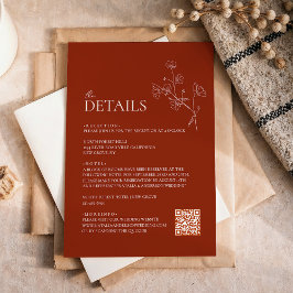 Sienna Terracotta Floral QR-code Trouwdetails Informatiekaartje