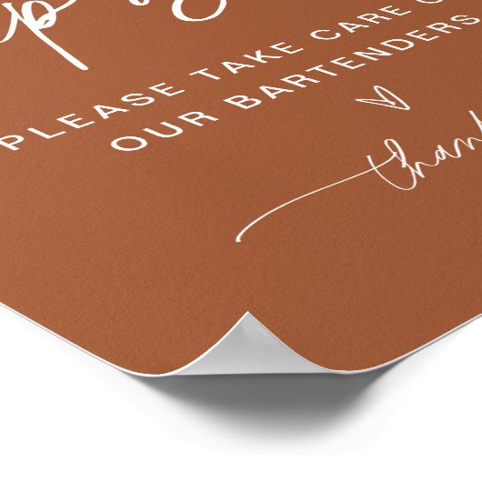 SIENNA Tipsy-gebarentaal Tip Uw Bartender Poster (Hoek)