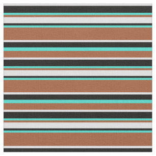 Sienna, Turquoise, Black en Lavender Stripes Stof