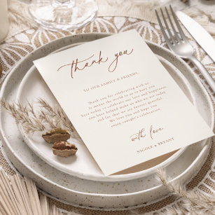 Sienna Wedding Reception Table Dank je Bedankkaart
