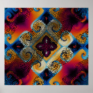 sier diagonale golven: mozaïek textuur poster