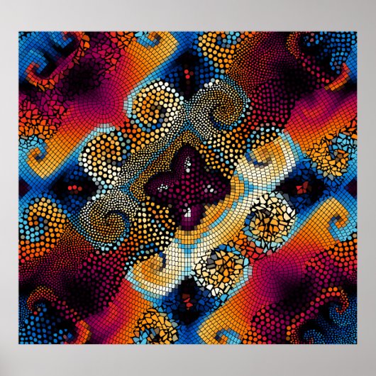 sier diagonale golven: mozaïek textuur poster (Voorkant)