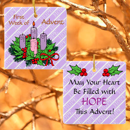 Sieraad #1 van 4: 1e week van Advent (HOOP) Keramisch Ornament