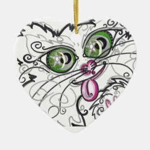 Sieraad Koele Kat Gezicht Krul Kunst Keramisch Ornament