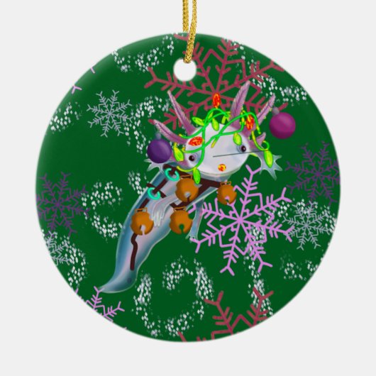 Sieraad met axolotl keramisch ornament (Voorkant)