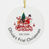 Sieraad met eigen naam, baby's eerste kerst keramisch ornament (Voorkant)