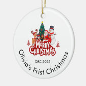 Sieraad met eigen naam, baby's eerste kerst keramisch ornament (Links)