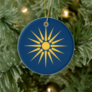 Sieraad met vlag van Macedonië, Griekenland Keramisch Ornament