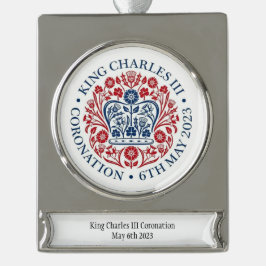 Sieraad ter herinnering aan de kroning van koning  verzilverd banner ornament