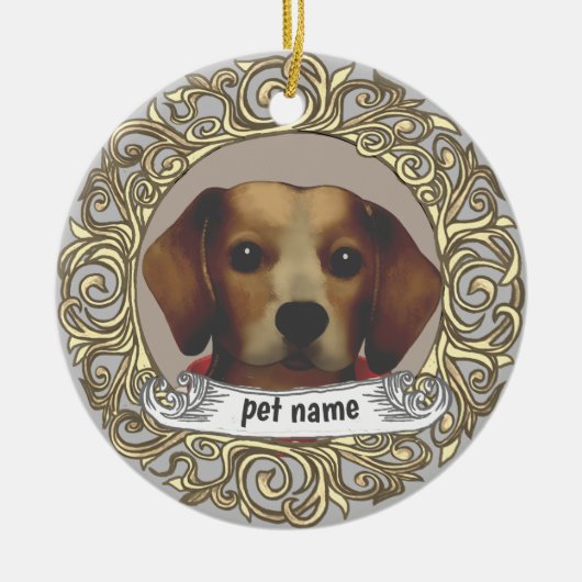 Sieraad ter nagedachtenis aan Beagle-hond Keramisch Ornament (Voorkant)