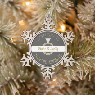 Sieraad verlovings-sneeuwvlok ingelijst ornament