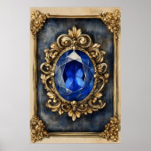 Sieraad versierd met een grote blauwe edelsteen poster (Voorkant)