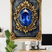 Sieraad versierd met een grote blauwe edelsteen poster (Thuiskantoor)