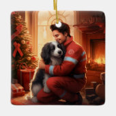 Sieraad voor huisdierherdenking, Papillon-hond Moe Keramisch Ornament (Voorkant)