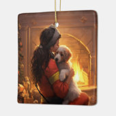 Sieraad voor huisdierherdenking, Papillon-hond Moe Keramisch Ornament (Links)