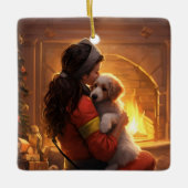Sieraad voor huisdierherdenking, Papillon-hond Moe Keramisch Ornament (Voorkant)