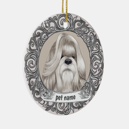 Sieraad voor liefdevolle herinnering aan Shih Tzu- Keramisch Ornament (Rechts)