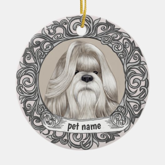 Sieraar ter nagedachtenis van Shih Tzu-hond Keramisch Ornament (Voorkant)