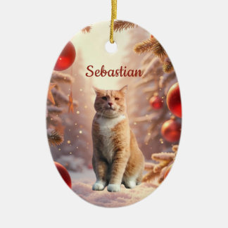 Sieraden Aangepaste huisdier Sneeuw Achtergrond Ov Keramisch Ornament