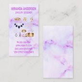 Sieraden Accessoires | Paarse marmer Visitekaartje (Voorkant / Achterkant)