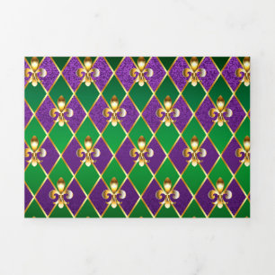 Sieraden Achtergrond Mardi Gras Drieluik Uitnodiging