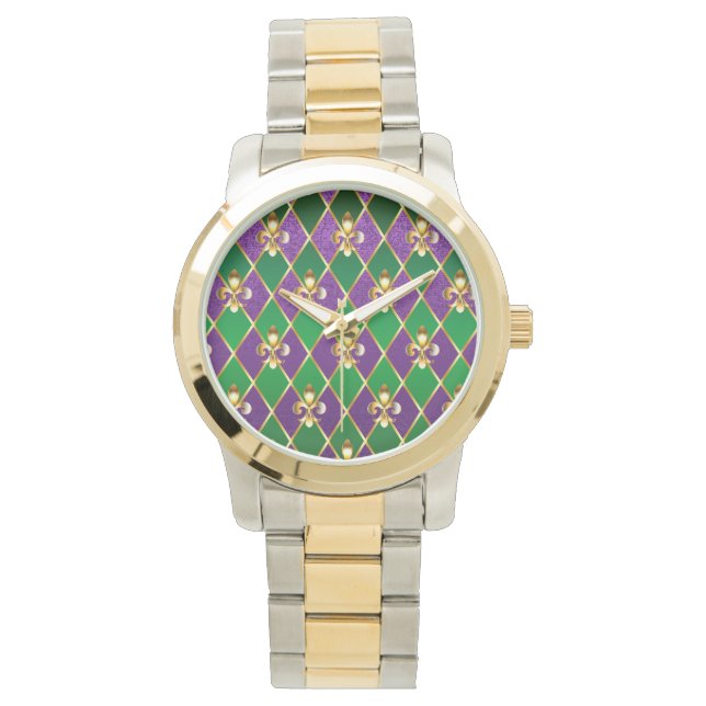 Sieraden Achtergrond Mardi Gras Horloge (Voorkant)