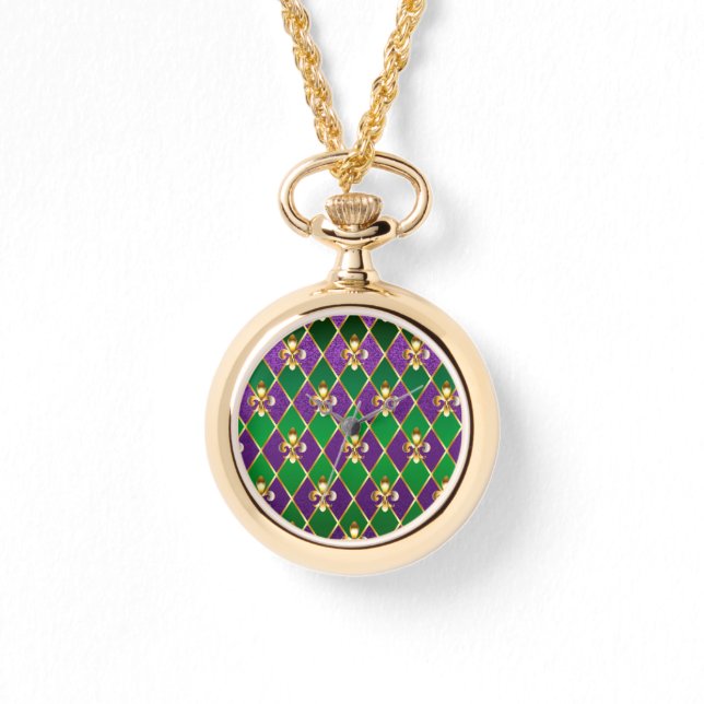 Sieraden Achtergrond Mardi Gras Horloge (Voorkant)