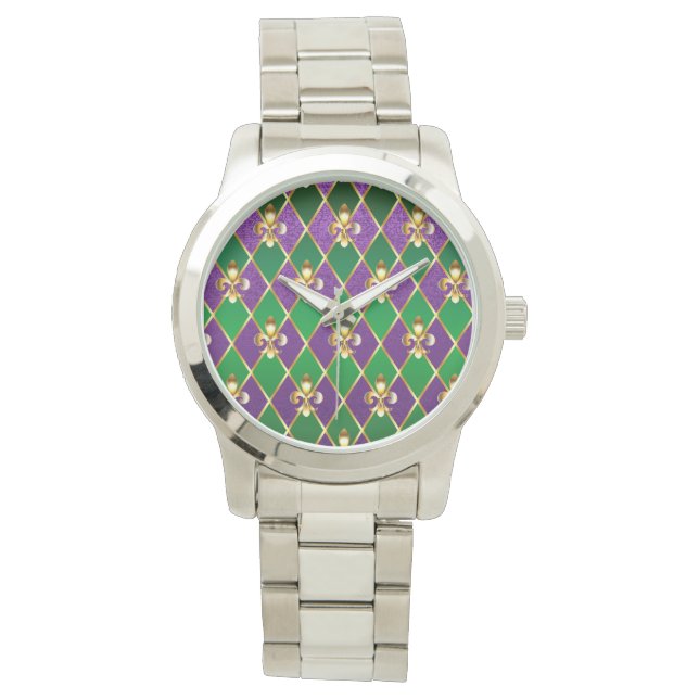 Sieraden Achtergrond Mardi Gras Horloge (Voorkant)