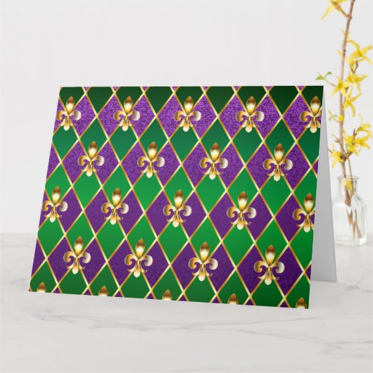 Sieraden Achtergrond Mardi Gras Kaart (Gele Bloem)