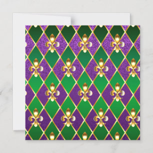 Sieraden Achtergrond Mardi Gras Magnetische Uitnodiging