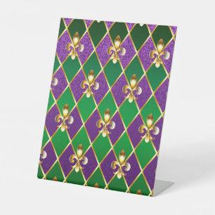 Sieraden Achtergrond Mardi Gras Reclamebord Met Voetstuk