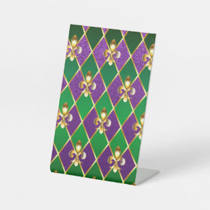 Sieraden Achtergrond Mardi Gras Reclamebord Met Voetstuk