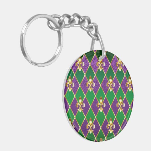 Sieraden Achtergrond Mardi Gras Sleutelhanger (Voorkant Links)