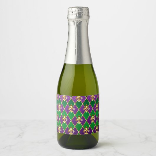Sieraden Achtergrond Mardi Gras Sparkling Wijnetiket (Voorkant)