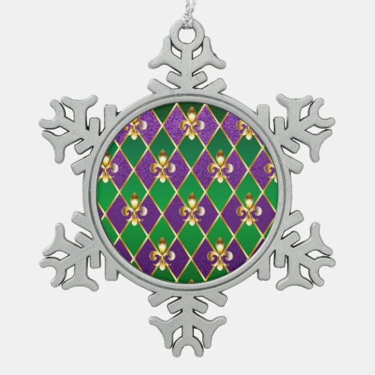 Sieraden Achtergrond Mardi Gras Tin Sneeuwvlok Ornament (Voorkant)