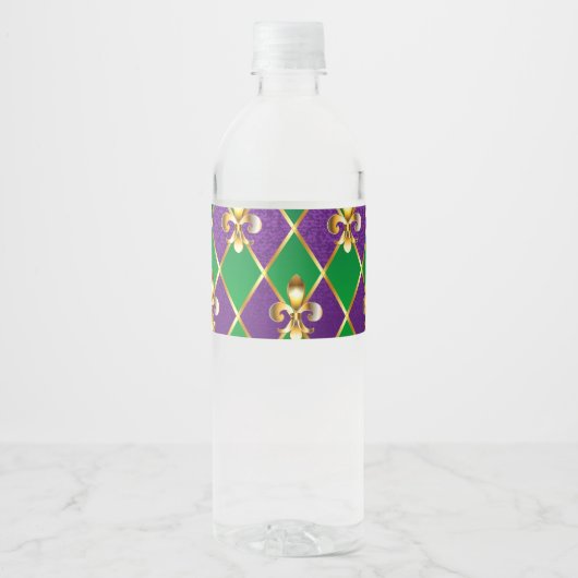 Sieraden Achtergrond Mardi Gras Waterfles Etiket (Voorkant)
