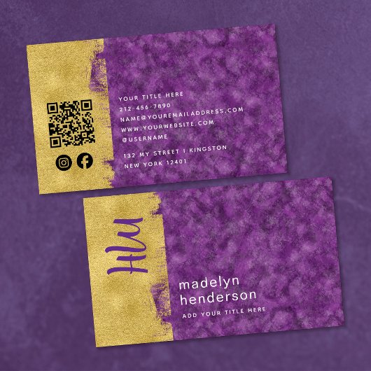 Sieraden Amethyst Goud Borstel QR Code Sociale Med Visitekaartje
