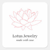 Sieraden bedrijf rode lotus bloem uw logo hier vierkante sticker (Voorkant)