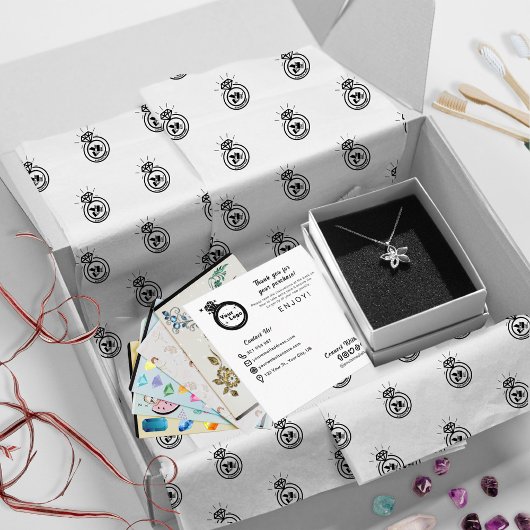 Sieraden Bedrijfsnaam Merk Logo Eenvoudige Verpakk Tissuepapier