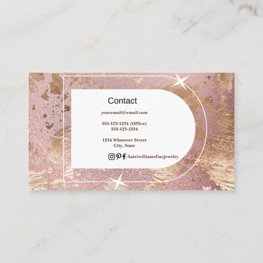 Sieraden Care Custom Visitekaartje (Achterkant)