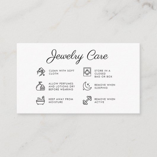 Sieraden Care Instructies Business Dank u kaart (Voorkant)